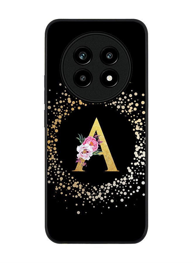 For Realme 13 Pro / 13 Pro+ Case,Slim fit Camera Protection, Shockproof Thin Phone cover  - Custom Monogram Floral - A ( Black )